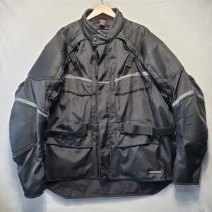 First Gear Jacket Mens 3XL Black Jaunt 2 Motorcycle Touring Riding Waterproof